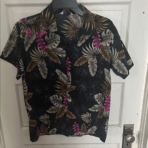 Boys  Black Tropical Print Short-Sleeve Shirt